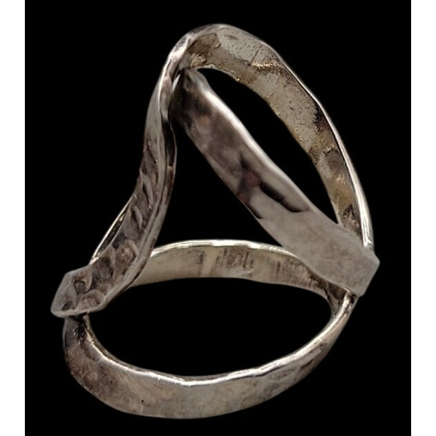 Vintage HOB Mexico Sterling Silver Hammered Bypass Ring SZ 6.5 House Of Bangles