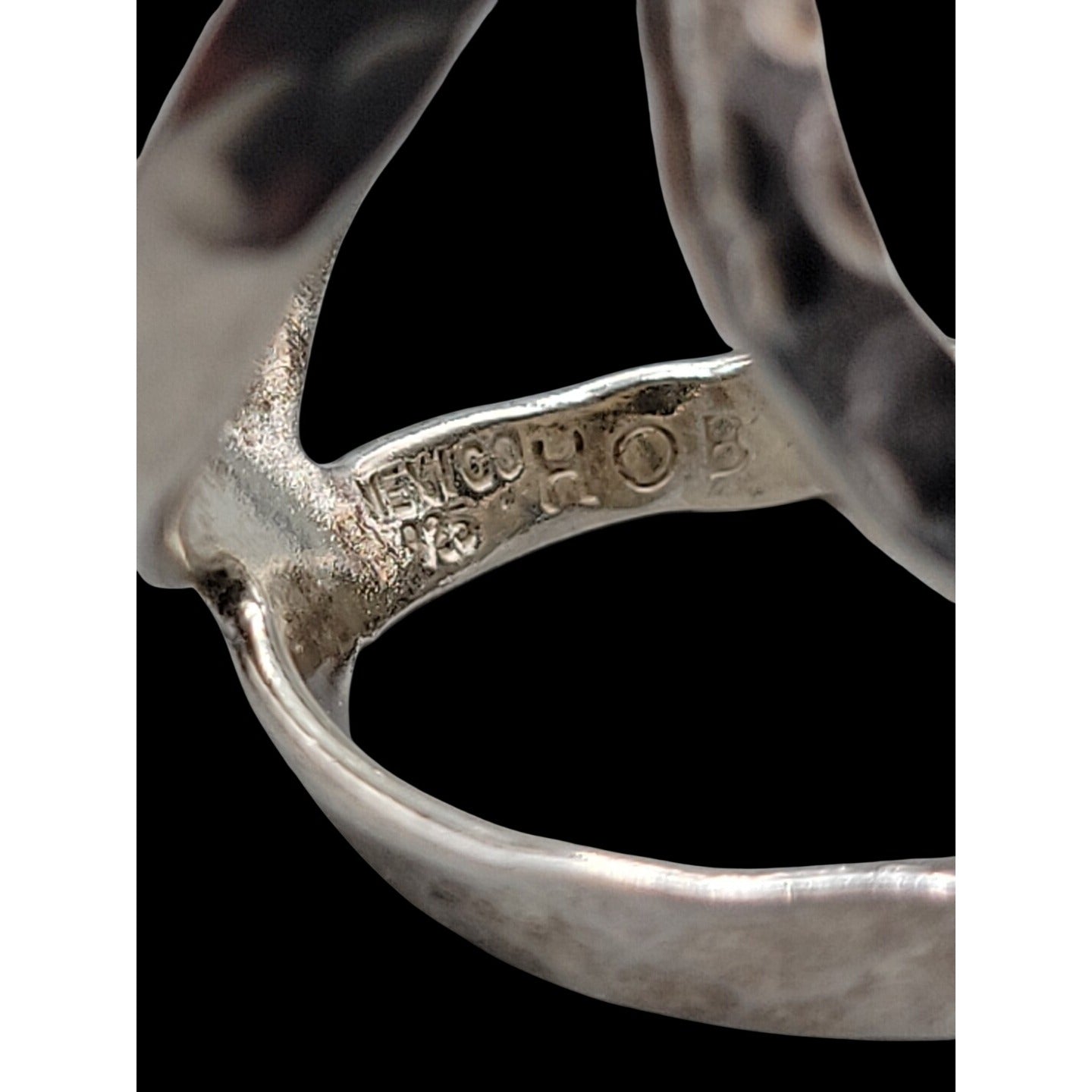 Vintage HOB Mexico Sterling Silver Hammered Bypass Ring SZ 6.5 House Of Bangles
