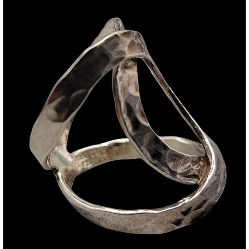 Vintage HOB Mexico Sterling Silver Hammered Bypass Ring SZ 6.5 House Of Bangles