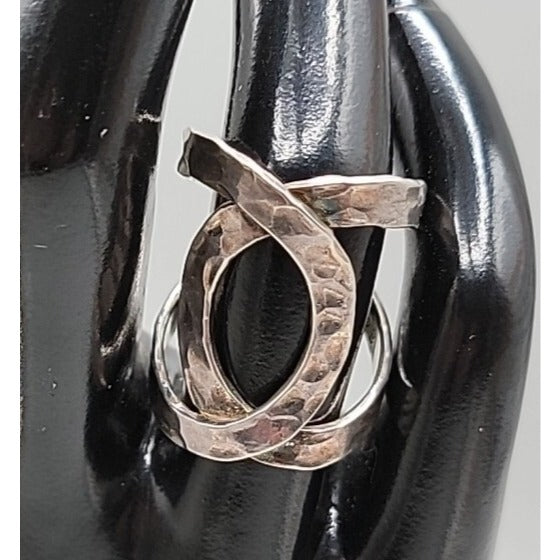 Vintage HOB Mexico Sterling Silver Hammered Bypass Ring SZ 6.5 House Of Bangles