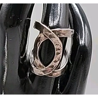 Vintage HOB Mexico Sterling Silver Hammered Bypass Ring SZ 6.5 House Of Bangles