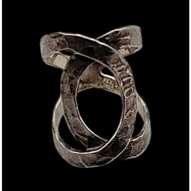 Vintage HOB Mexico Sterling Silver Hammered Bypass Ring SZ 6.5 House Of Bangles