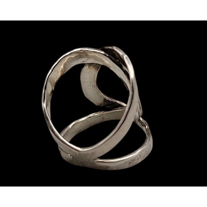 Vintage HOB Mexico Sterling Silver Hammered Bypass Ring SZ 6.5 House Of Bangles