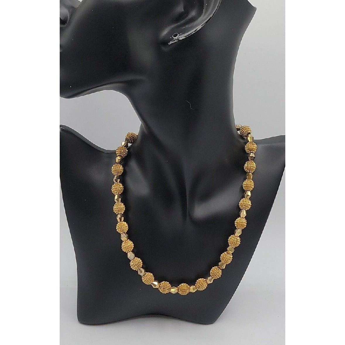 Crown Trifari Spiked Ball Choker Necklace Gold Tone 16" Vtg Alfred Philippe