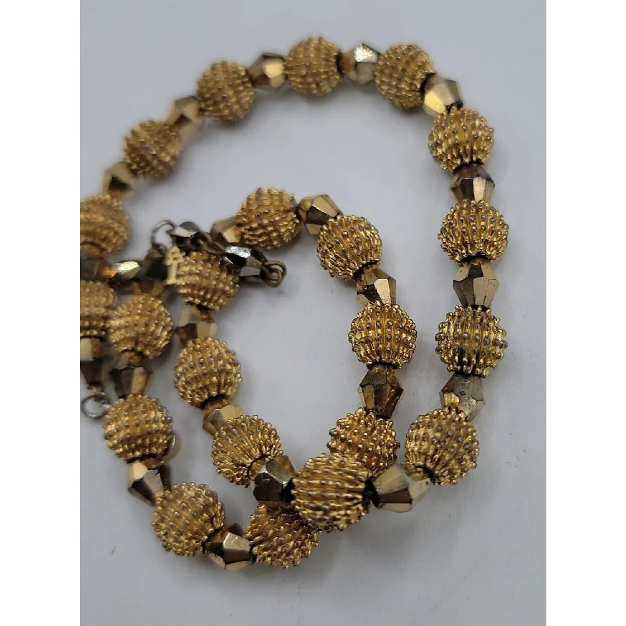 Crown Trifari Spiked Ball Choker Necklace Gold Tone 16" Vtg Alfred Philippe
