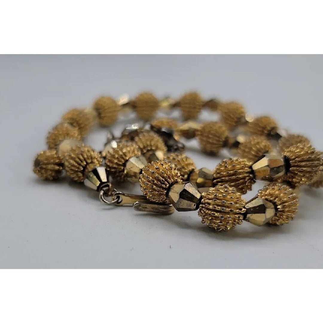 Crown Trifari Spiked Ball Choker Necklace Gold Tone 16" Vtg Alfred Philippe