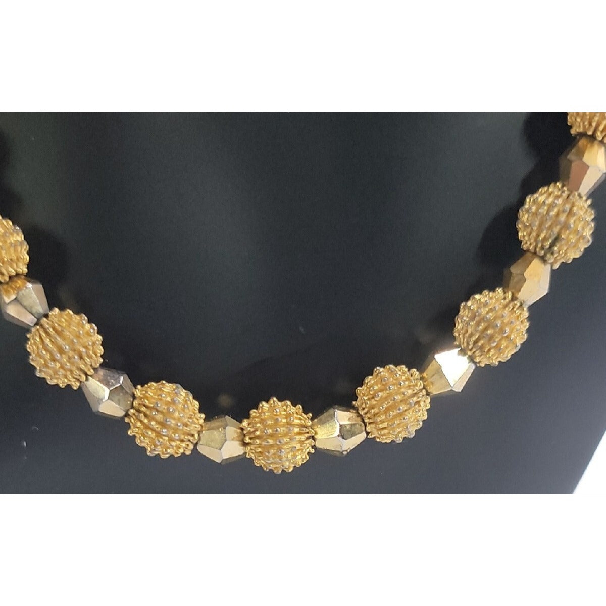 Crown Trifari Spiked Ball Choker Necklace Gold Tone 16" Vtg Alfred Philippe