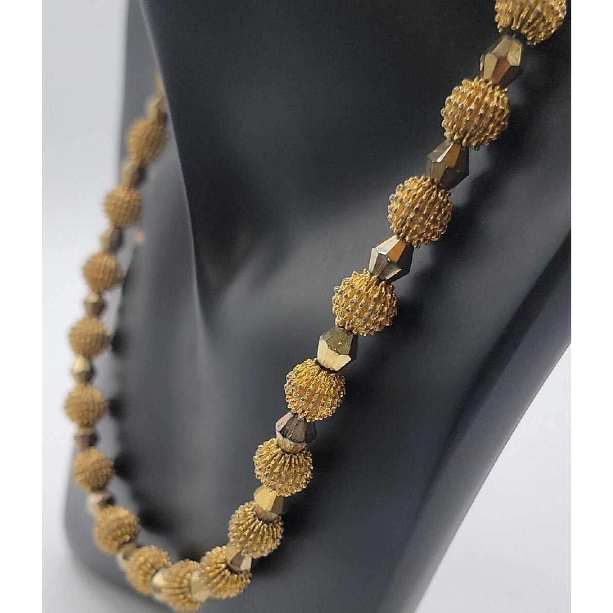 Crown Trifari Spiked Ball Choker Necklace Gold Tone 16" Vtg Alfred Philippe