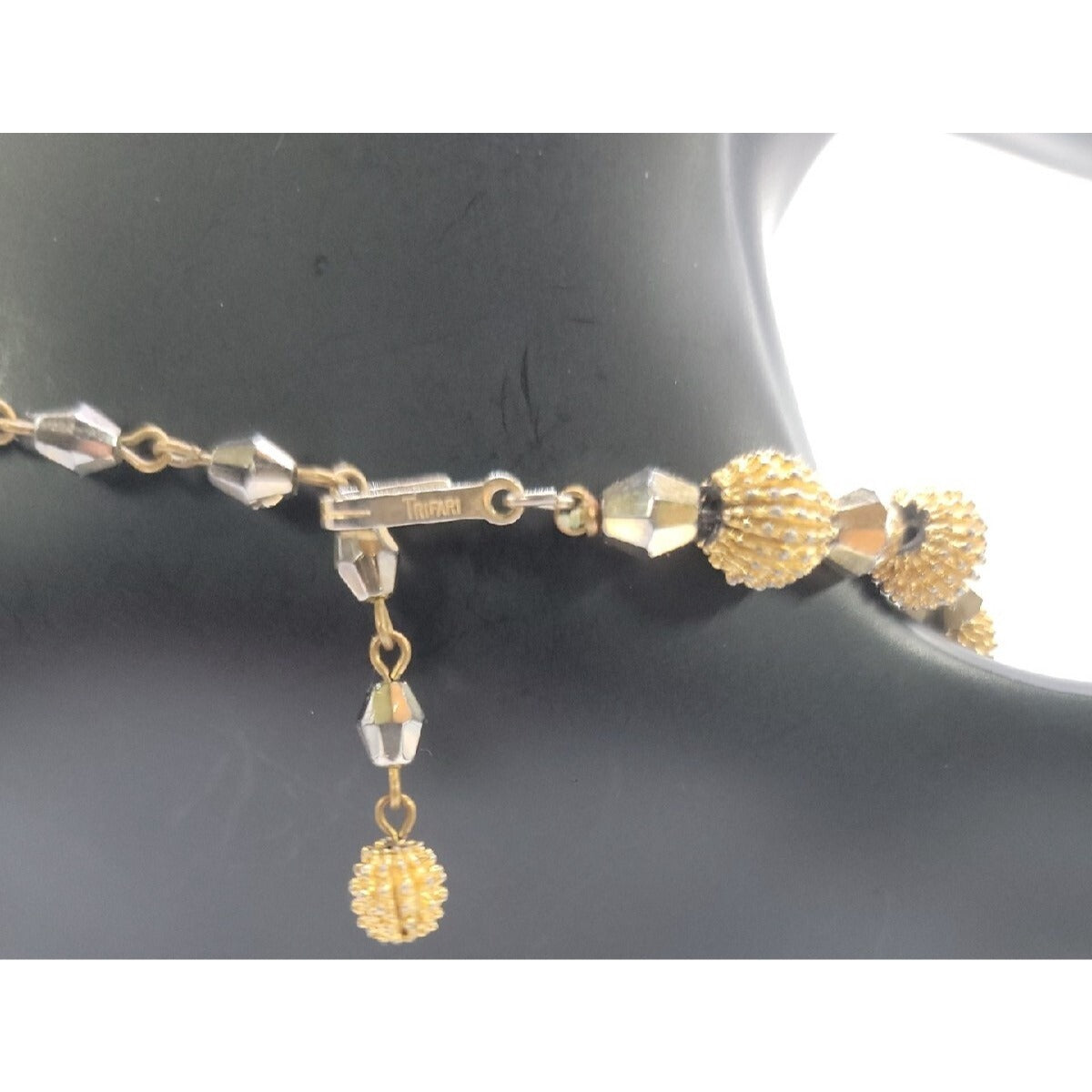 Crown Trifari Spiked Ball Choker Necklace Gold Tone 16" Vtg Alfred Philippe