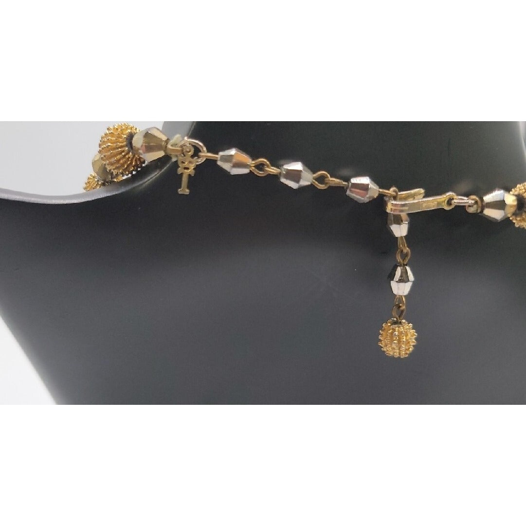Crown Trifari Spiked Ball Choker Necklace Gold Tone 16" Vtg Alfred Philippe