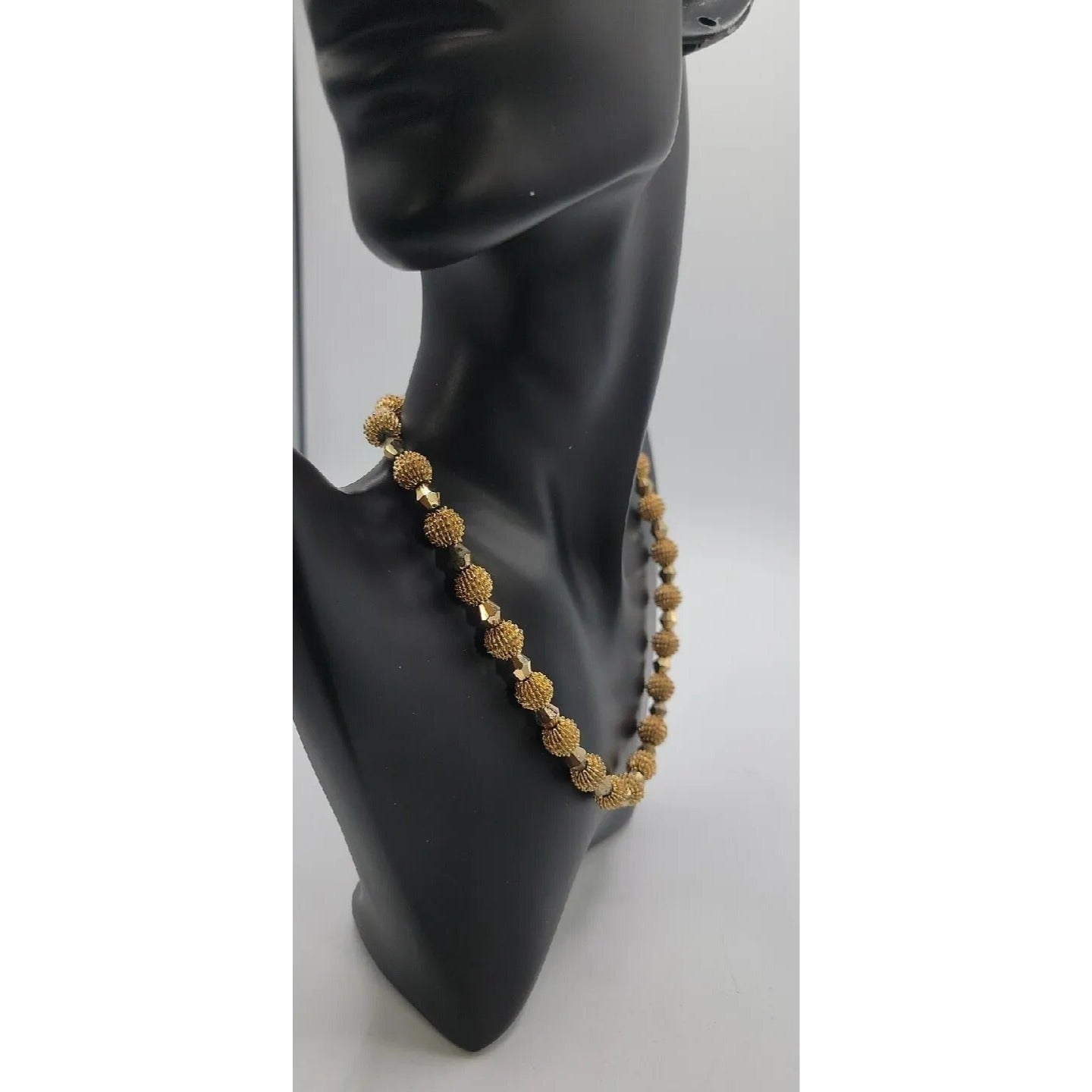 Crown Trifari Spiked Ball Choker Necklace Gold Tone 16" Vtg Alfred Philippe