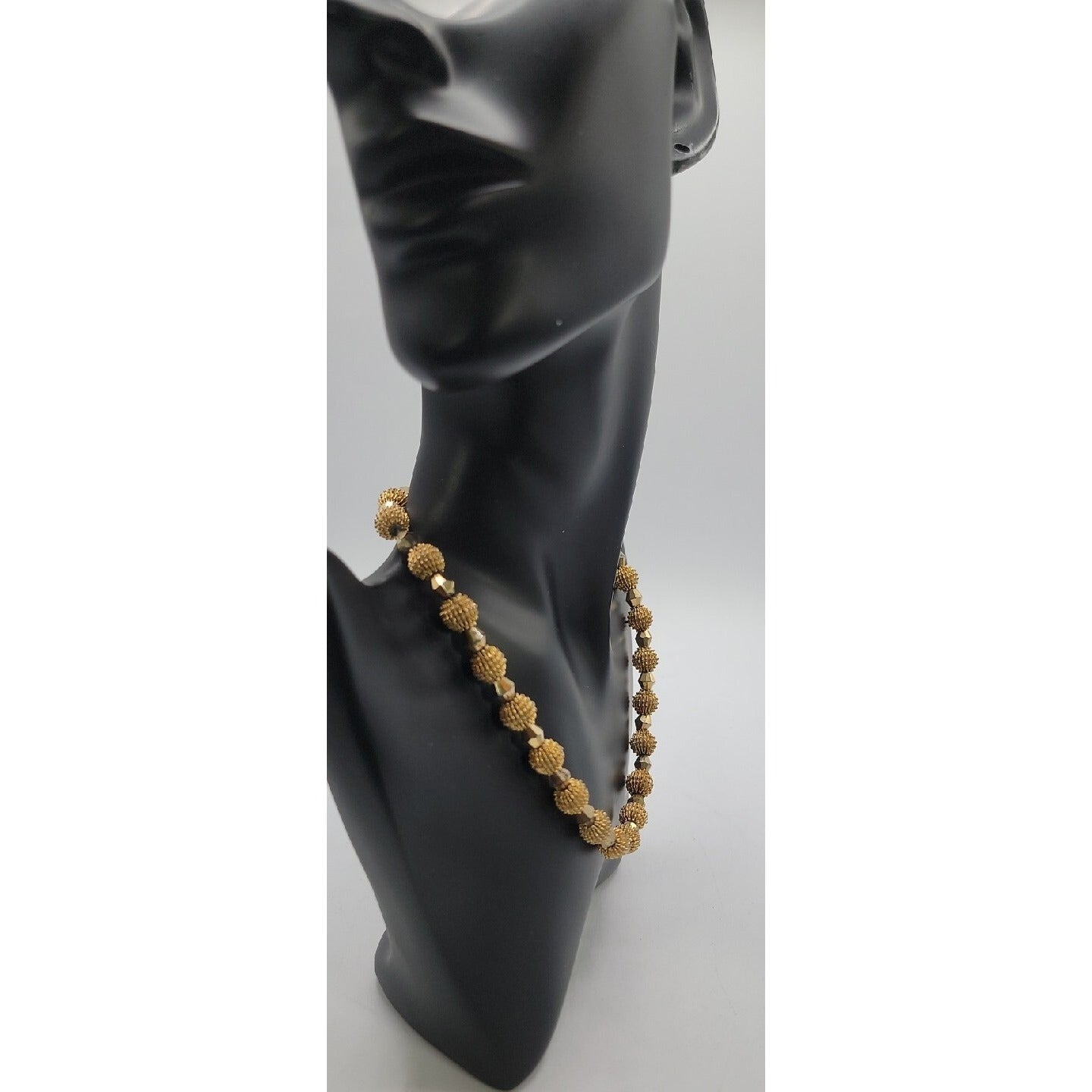 Crown Trifari Spiked Ball Choker Necklace Gold Tone 16" Vtg Alfred Philippe