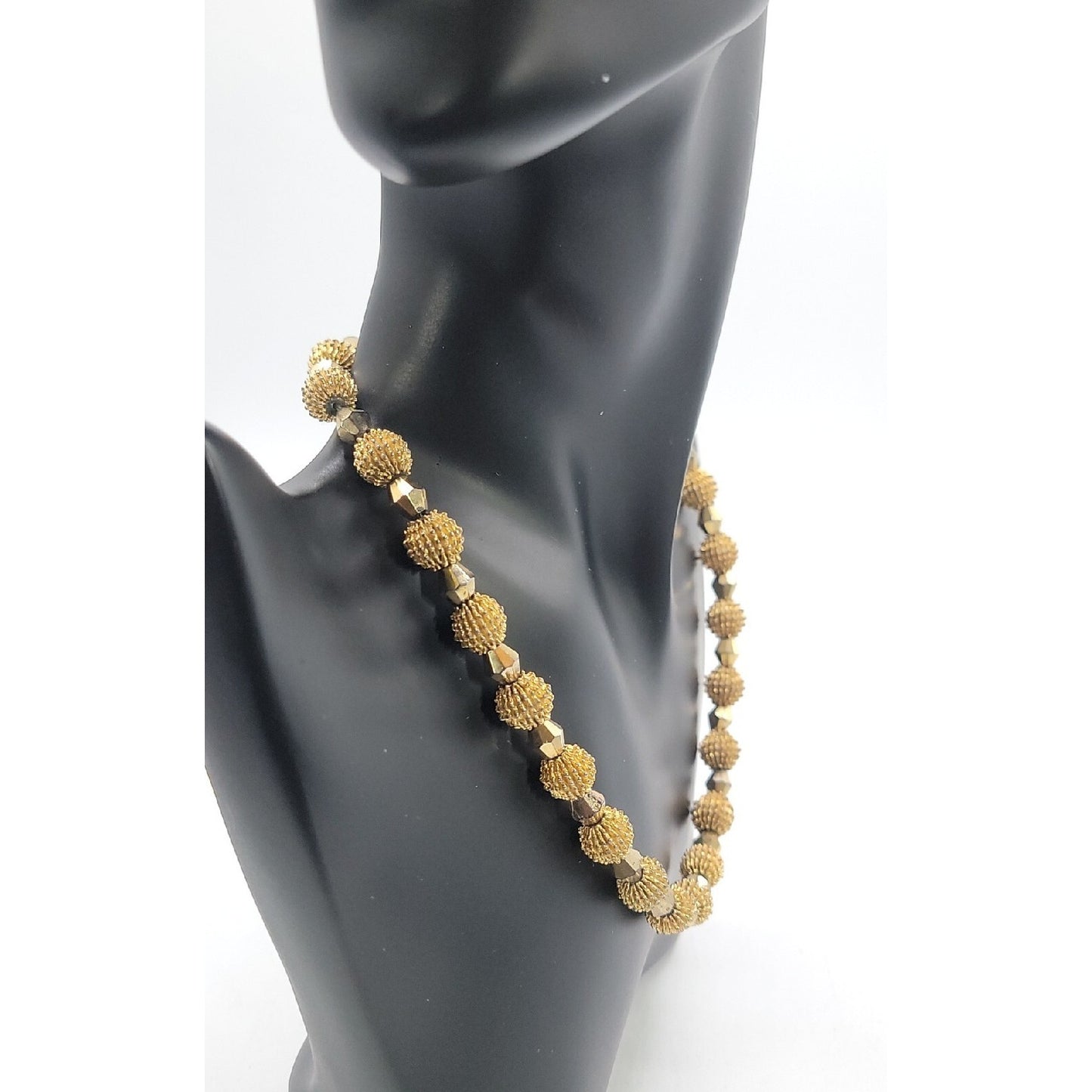 Crown Trifari Spiked Ball Choker Necklace Gold Tone 16" Vtg Alfred Philippe
