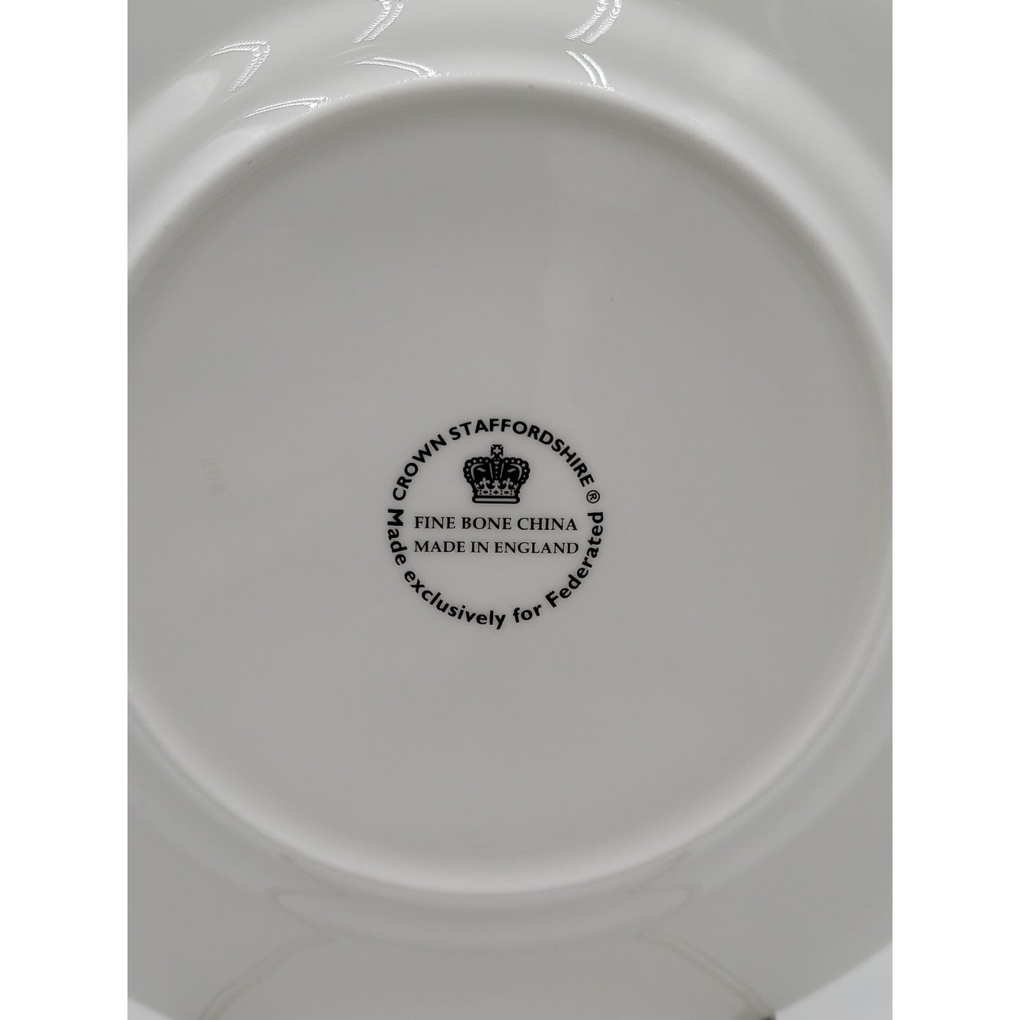 VTG Crown Staffordshire Bone China Platinum Band 8" Salad Plate Federated Store