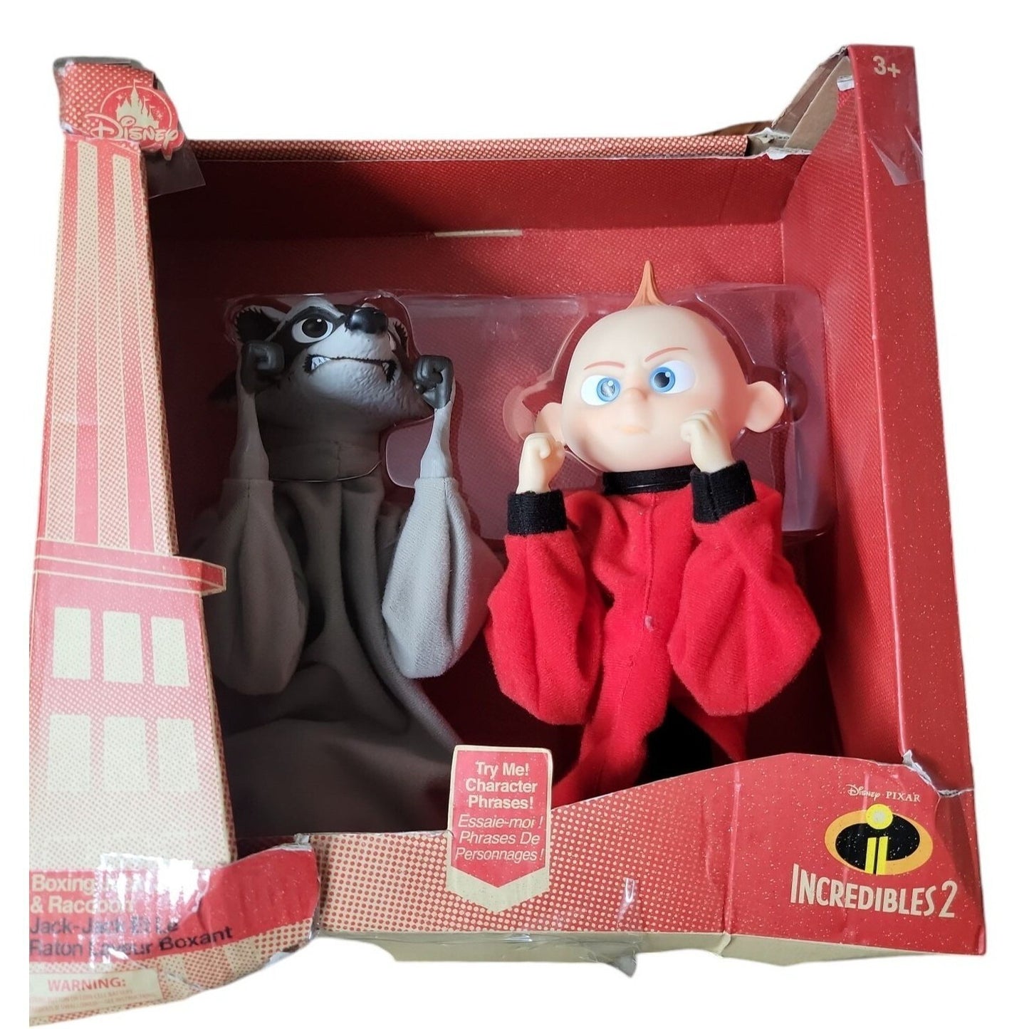Disney Store Incredibles 2 Boxing Puppets Jack Jack & Racoon Character Toys