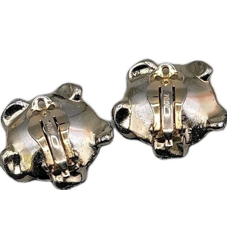 Vintage Jomaz Signed Clip On Earrings Cultured Pearls Patent # Early Design