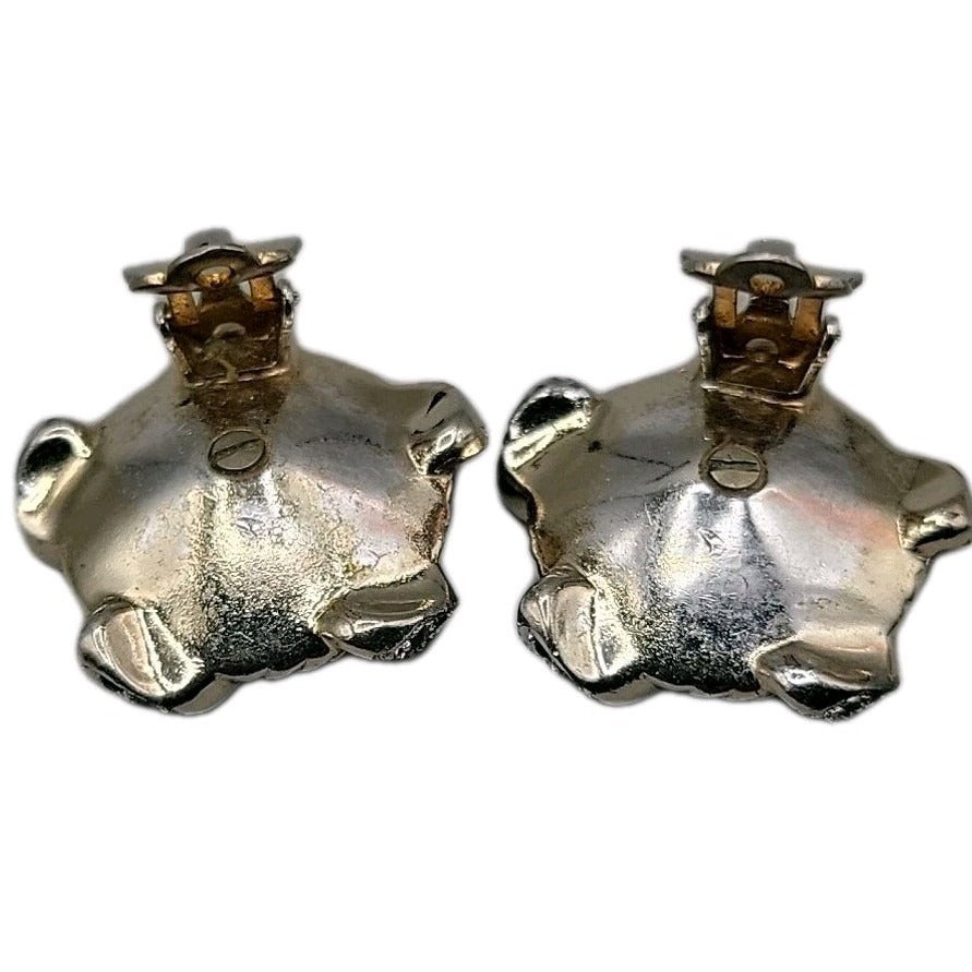 Vintage Jomaz Signed Clip On Earrings Cultured Pearls Patent # Early Design