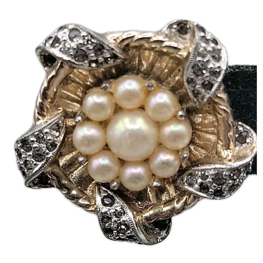 Vintage Jomaz Signed Clip On Earrings Cultured Pearls Patent # Early Design