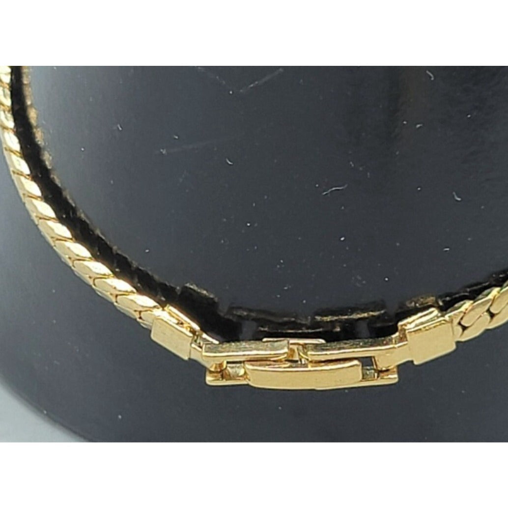 Onyx Crystal Swirl Bracelet Floating Gemstone Charm Gold Plated Chain Size 6.75"
