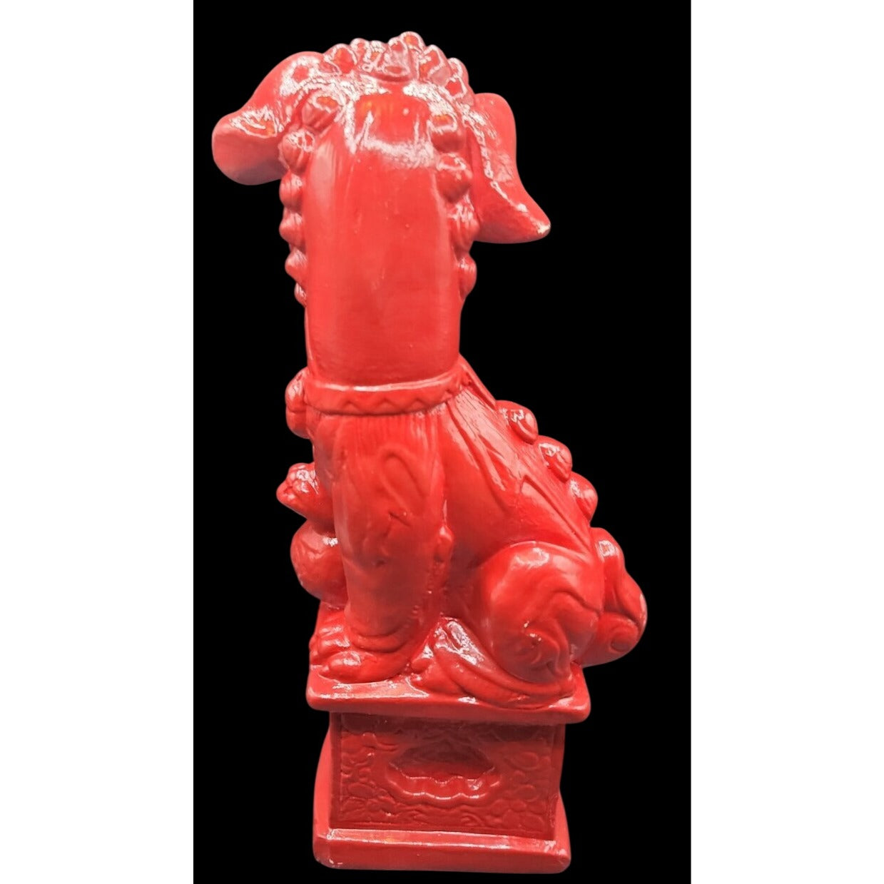 Vintage Red Ceramic Foo Dog Statue 10.25” Chinese Guardian Lion Figurine Male