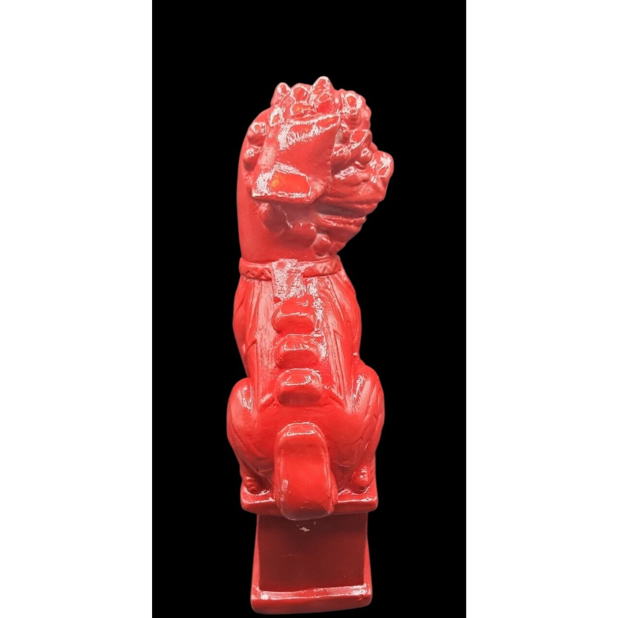 Vintage Red Ceramic Foo Dog Statue 10.25” Chinese Guardian Lion Figurine Male