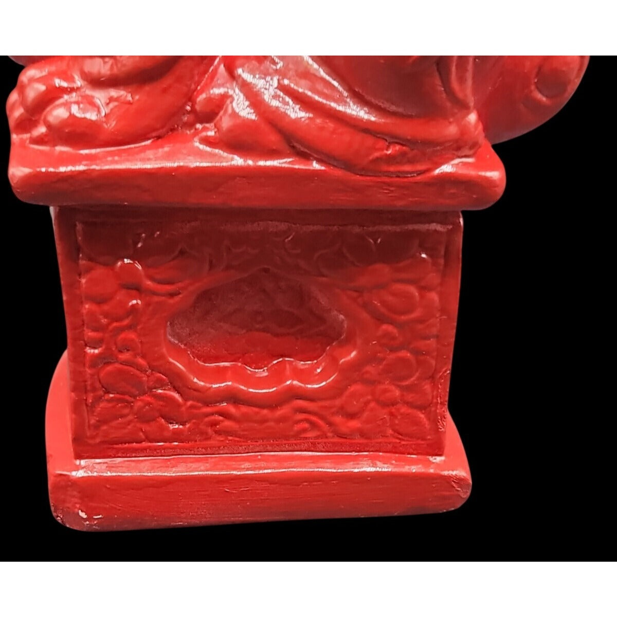 Vintage Red Ceramic Foo Dog Statue 10.25” Chinese Guardian Lion Figurine Male