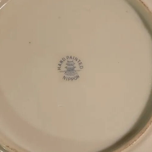 Antique Nippon Pagoda Hand Painted 10" Serving Bowl Flower Blossoms Gold Gilt