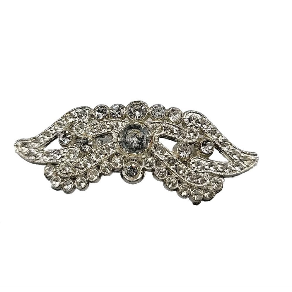 Apex Art Wings Brooch Silver Tone Clear Rhinestones Worn By The Stars Rare Find