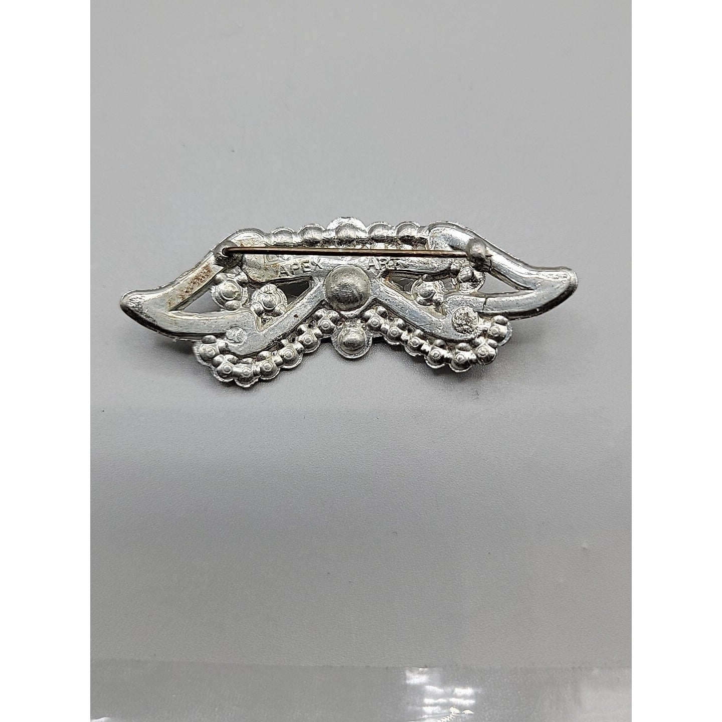 Apex Art Wings Brooch Silver Tone Clear Rhinestones Worn By The Stars Rare Find