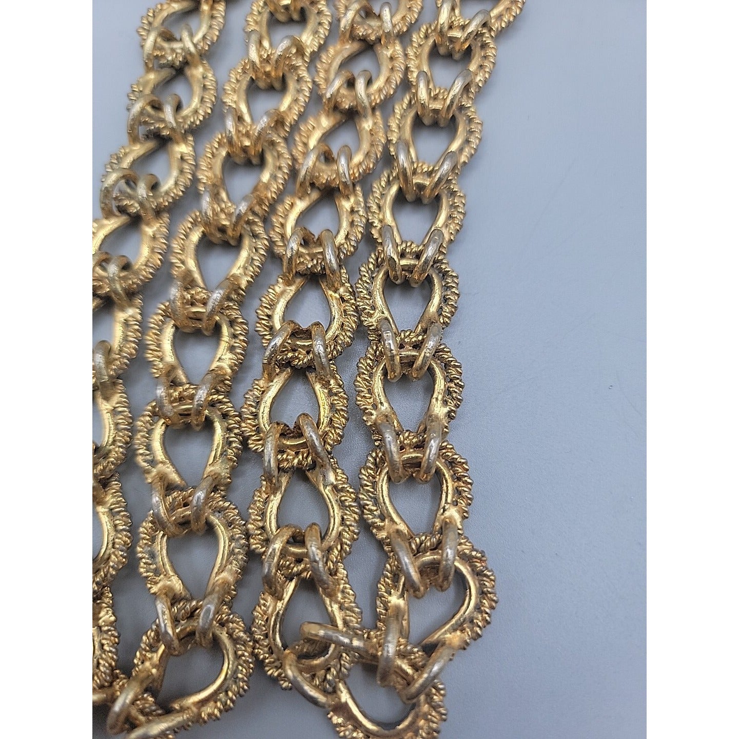 KJL 1980s Twisted Rope Necklace 30" Link Chain Gold Plated VTG Kenneth Jay Lane