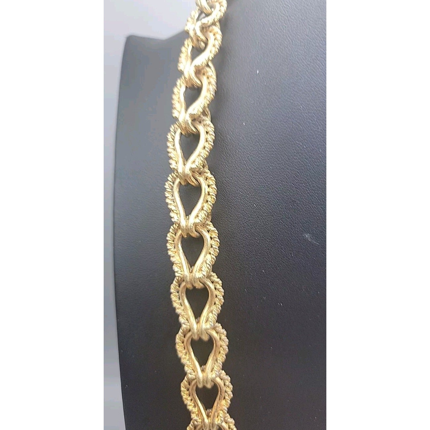 KJL 1980s Twisted Rope Necklace 30" Link Chain Gold Plated VTG Kenneth Jay Lane