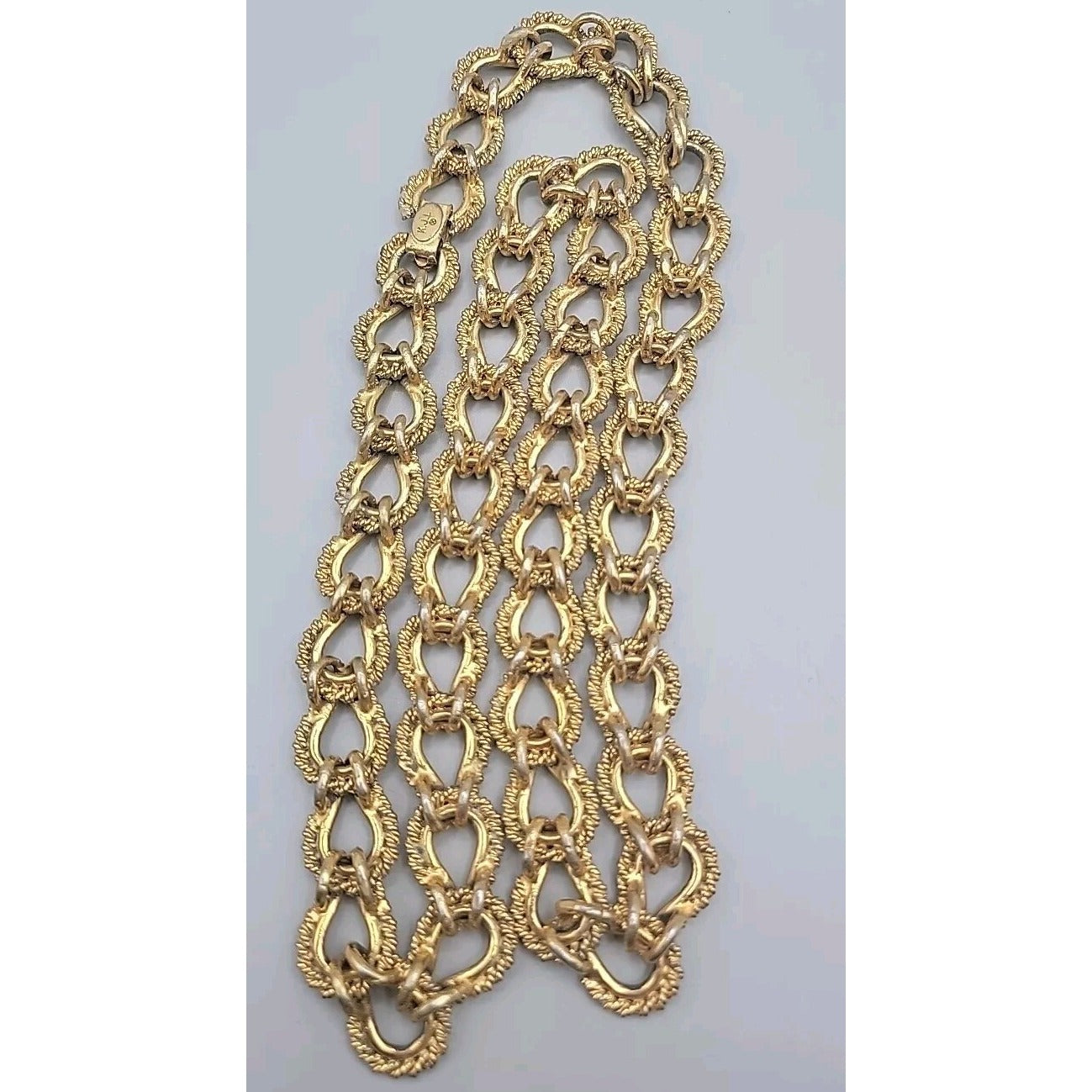 KJL 1980s Twisted Rope Necklace 30" Link Chain Gold Plated VTG Kenneth Jay Lane