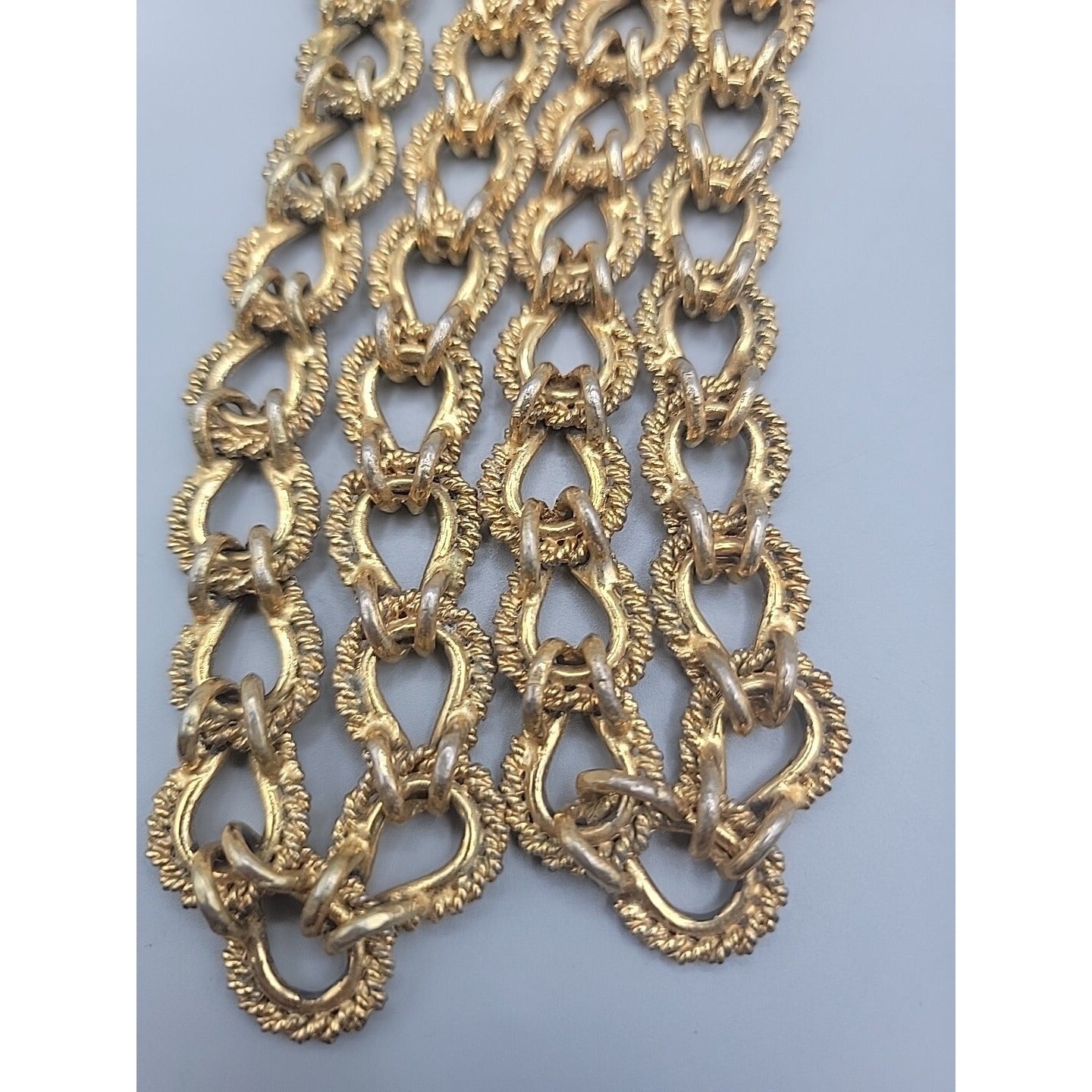 KJL 1980s Twisted Rope Necklace 30" Link Chain Gold Plated VTG Kenneth Jay Lane