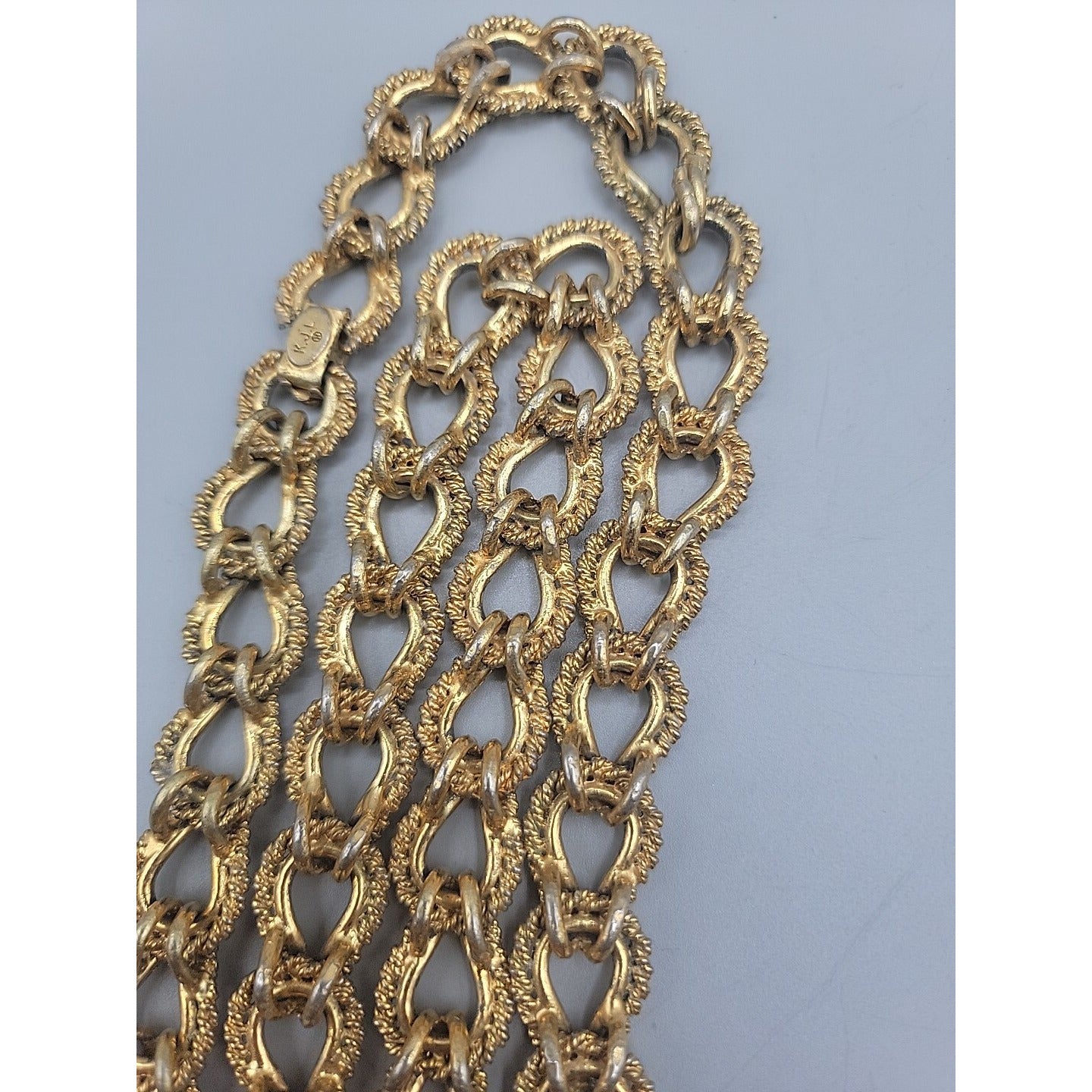 KJL 1980s Twisted Rope Necklace 30" Link Chain Gold Plated VTG Kenneth Jay Lane