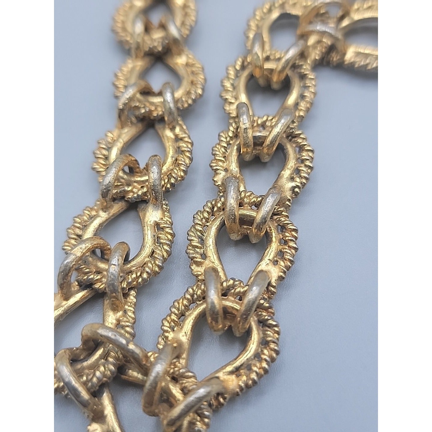 KJL 1980s Twisted Rope Necklace 30" Link Chain Gold Plated VTG Kenneth Jay Lane