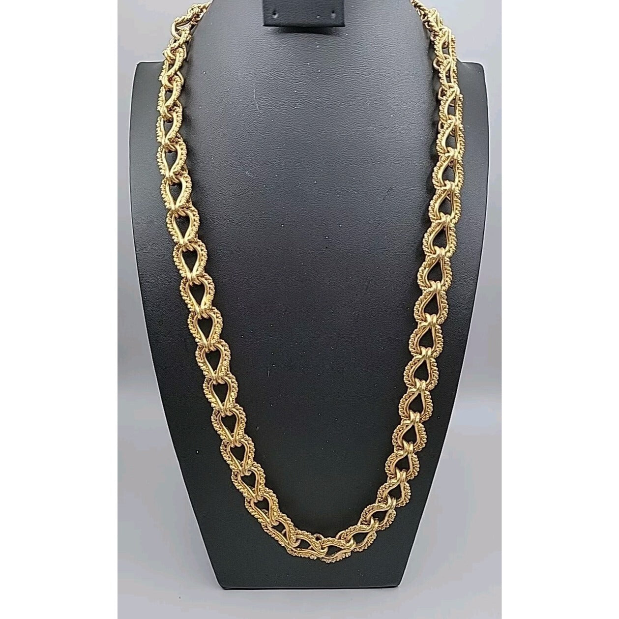 KJL 1980s Twisted Rope Necklace 30" Link Chain Gold Plated VTG Kenneth Jay Lane