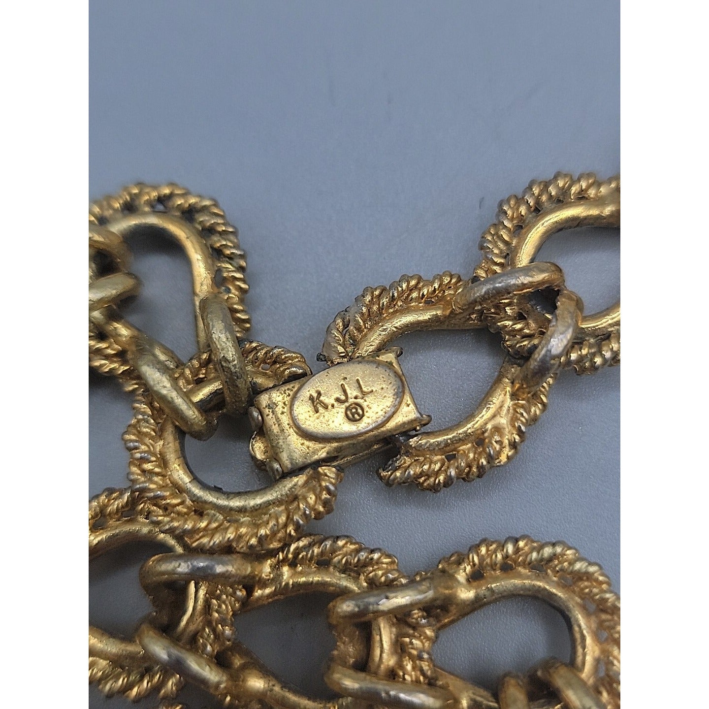 KJL 1980s Twisted Rope Necklace 30" Link Chain Gold Plated VTG Kenneth Jay Lane