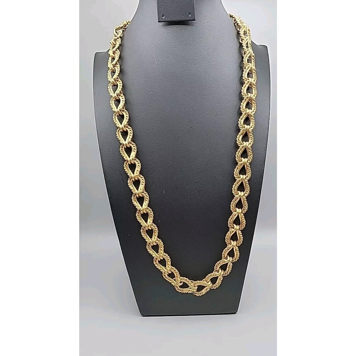 KJL 1980s Twisted Rope Necklace 30" Link Chain Gold Plated VTG Kenneth Jay Lane