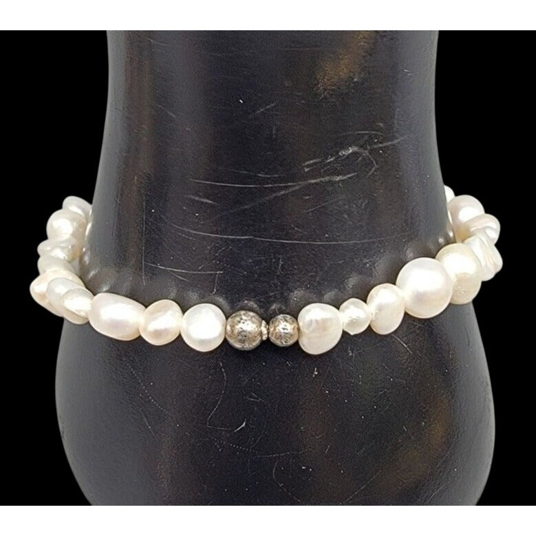Vintage Silpada Goddess Pearl Bracelet Sterling Silver B1601 2000s Baroque 7.5"