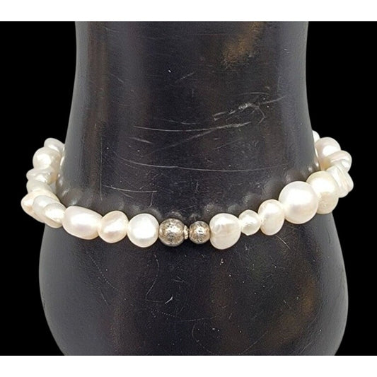Vintage Silpada Goddess Pearl Bracelet Sterling Silver B1601 2000s Baroque 7.5"