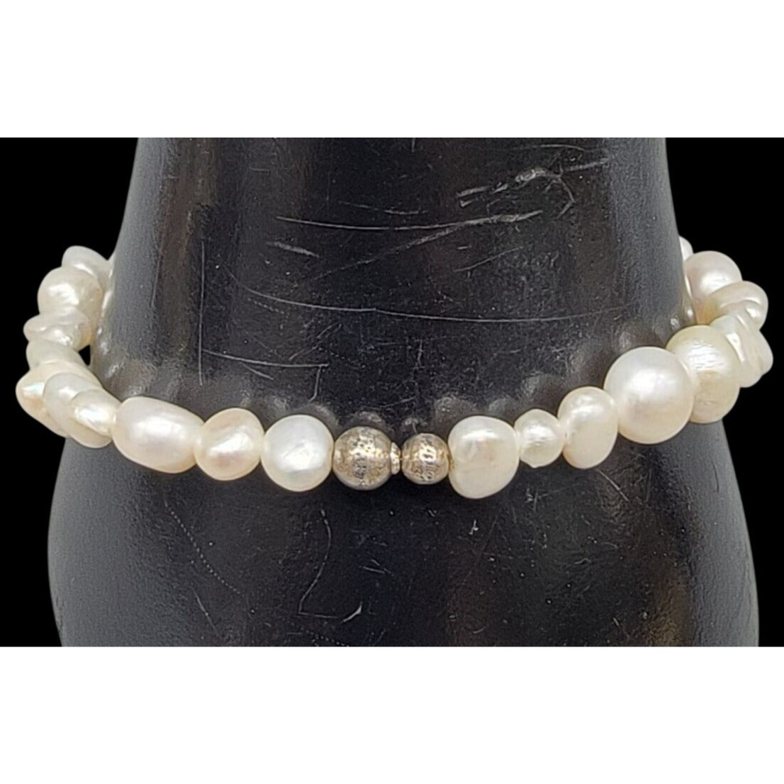 Vintage Silpada Goddess Pearl Bracelet Sterling Silver B1601 2000s Baroque 7.5"