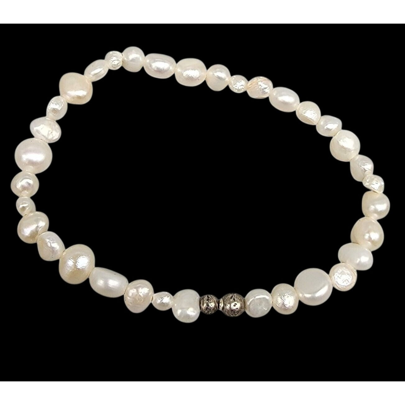 Vintage Silpada Goddess Pearl Bracelet Sterling Silver B1601 2000s Baroque 7.5"