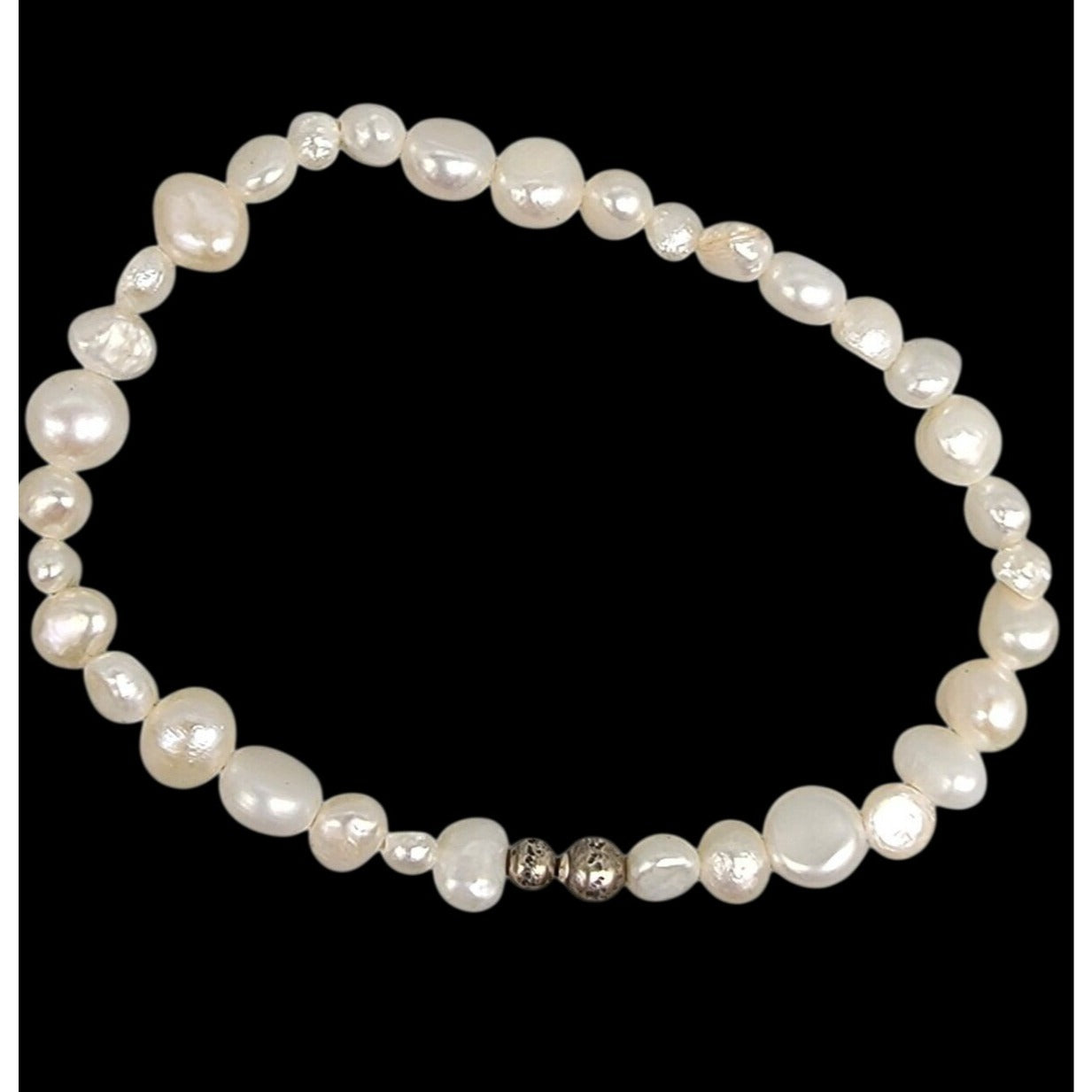 Vintage Silpada Goddess Pearl Bracelet Sterling Silver B1601 2000s Baroque 7.5"