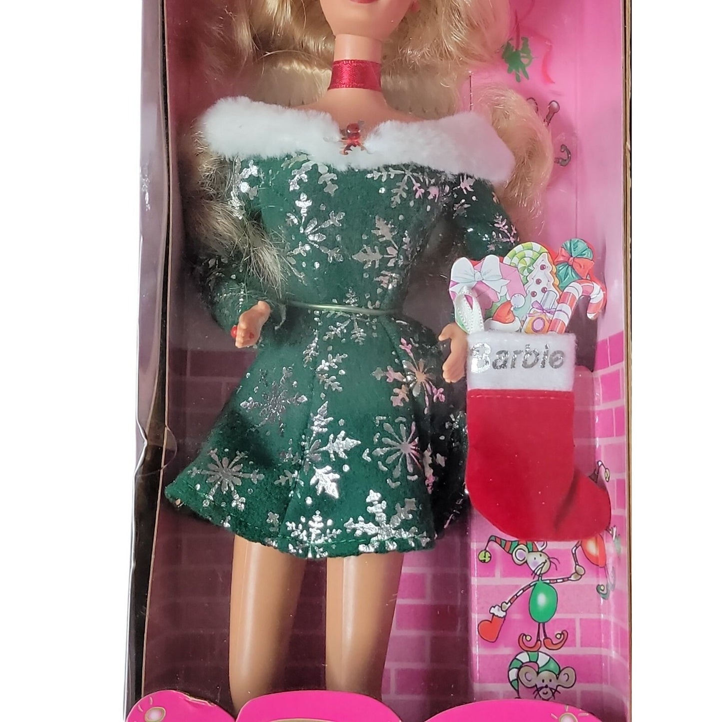 Barbie Festive Season 1997 Chrisrmas Special Edition Green Snowflake Dress