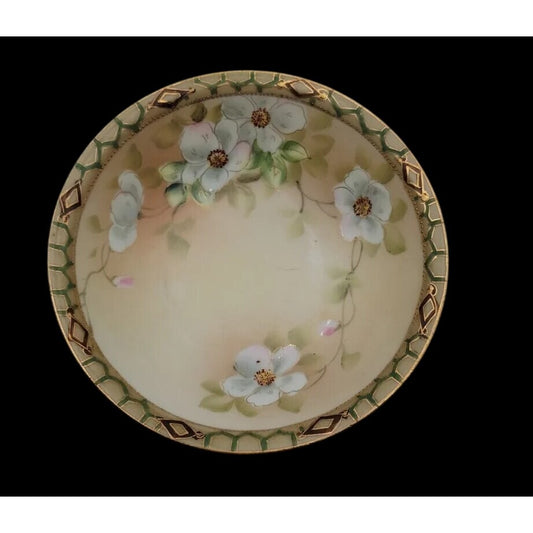 Antique Nippon Hand Painted 5.25" Berry Bowl Rare Blue Pagoda Mark 1891-1921