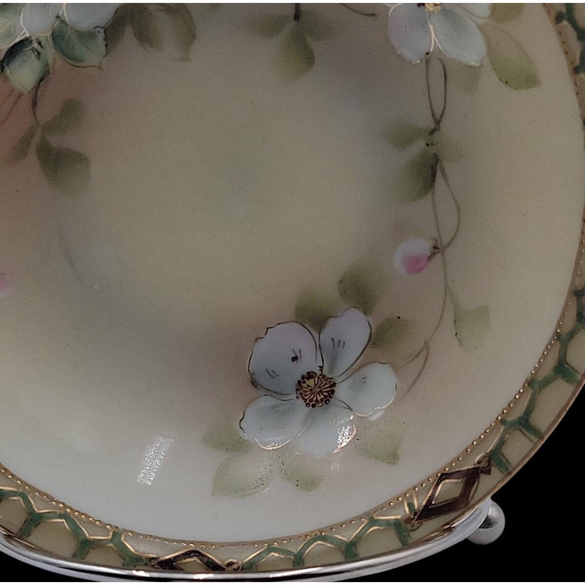 Antique Nippon Hand Painted 5.25" Berry Bowl Rare Blue Pagoda Mark 1891-1921