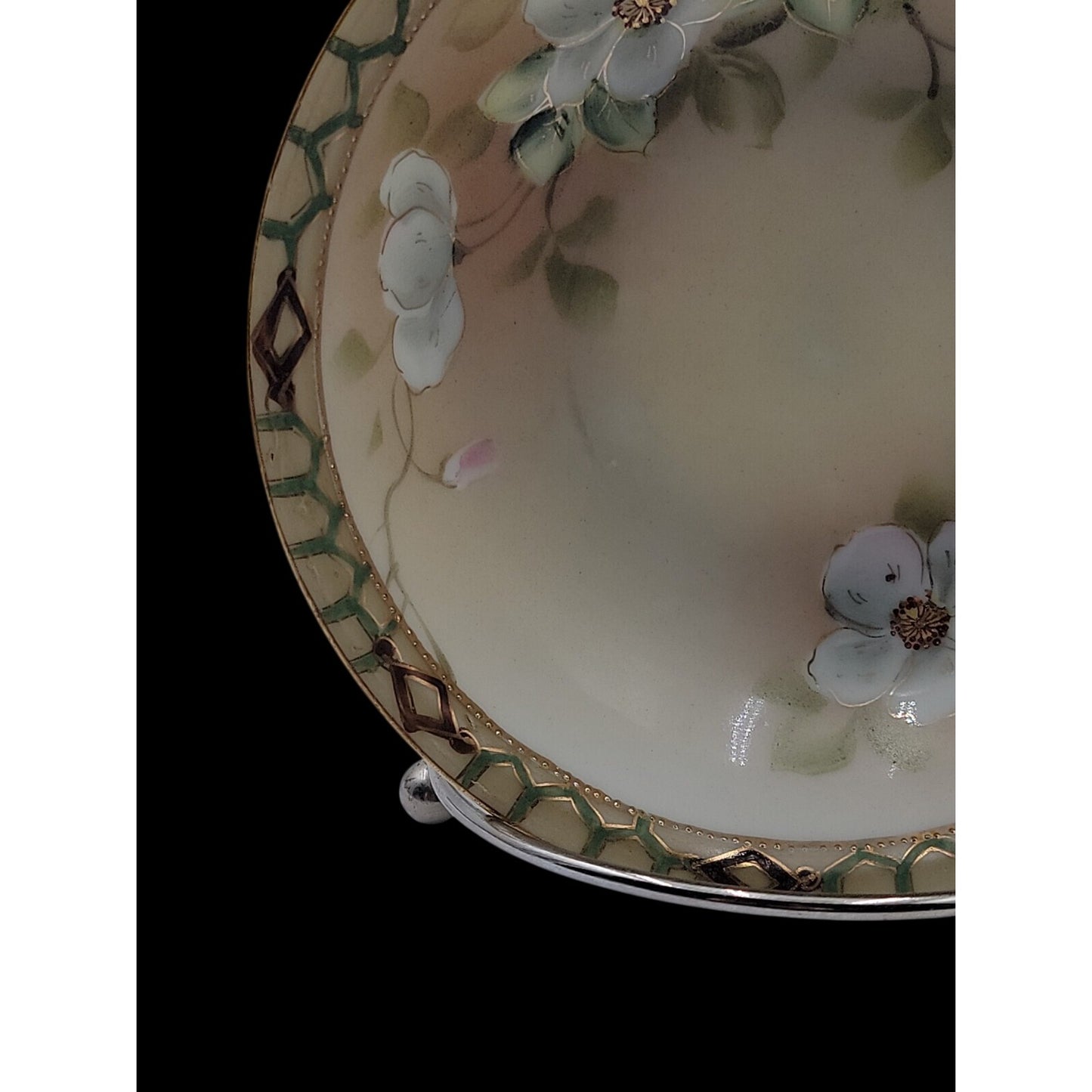 Antique Nippon Hand Painted 5.25" Berry Bowl Rare Blue Pagoda Mark 1891-1921