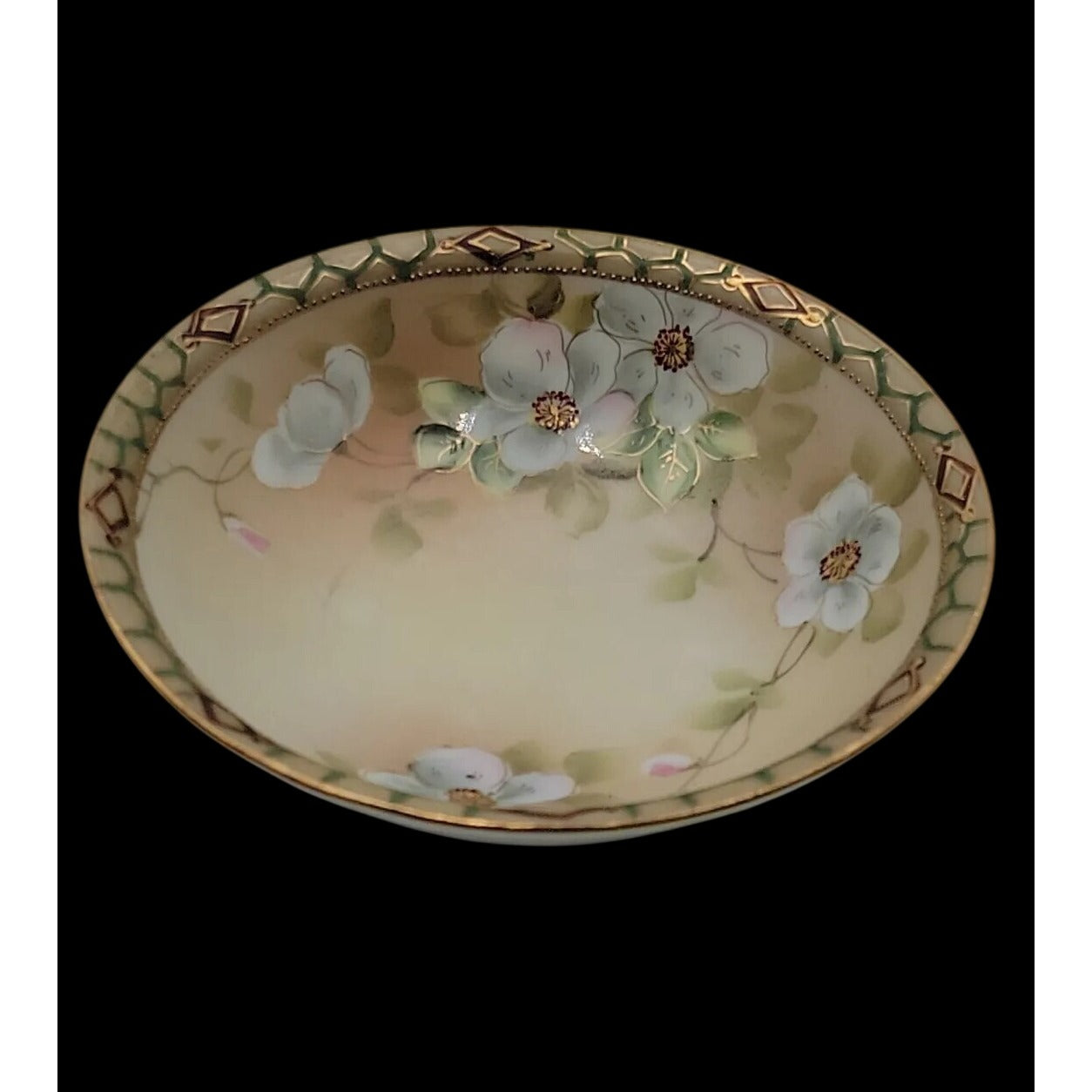 Antique Nippon Hand Painted 5.25" Berry Bowl Rare Blue Pagoda Mark 1891-1921