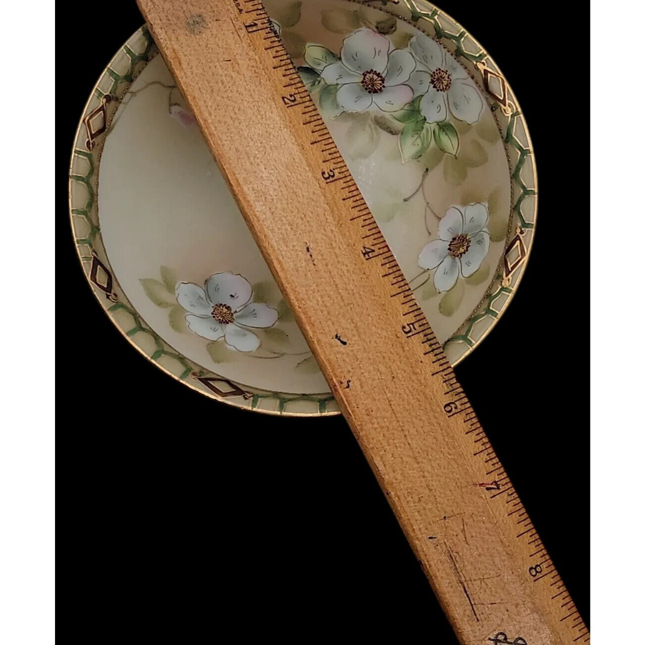 Antique Nippon Hand Painted 5.25" Berry Bowl Rare Blue Pagoda Mark 1891-1921