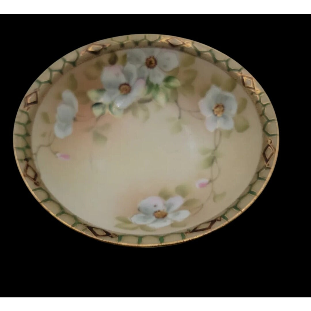 Antique Nippon Hand Painted 5.25" Berry Bowl Rare Blue Pagoda Mark 1891-1921